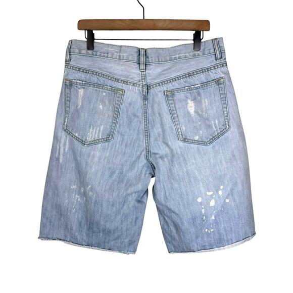Old Navy Y2K Distressed Light Wash Paint Splatter 100% Cotton Denim Shorts Jorts - Picture 2 of 9